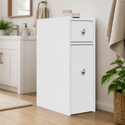 Charming Narrow Bathroom Cabinet on Wheels