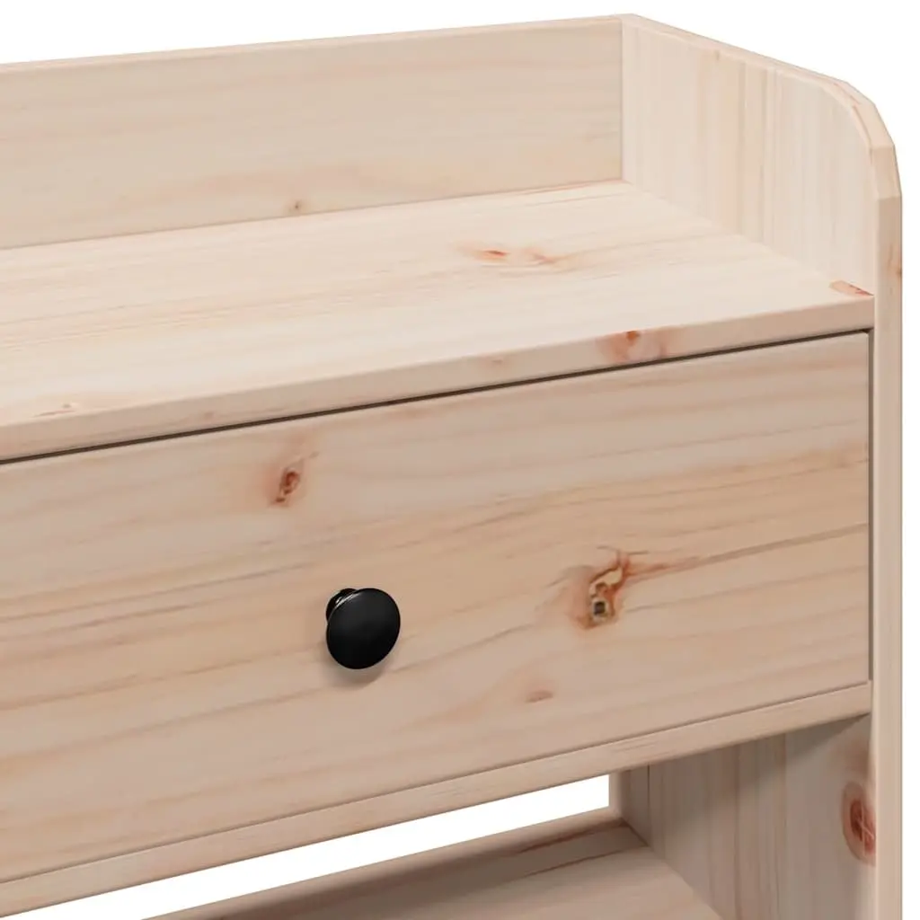 Freestanding Headboard with Storage Solid Pinewood 90cm Brown