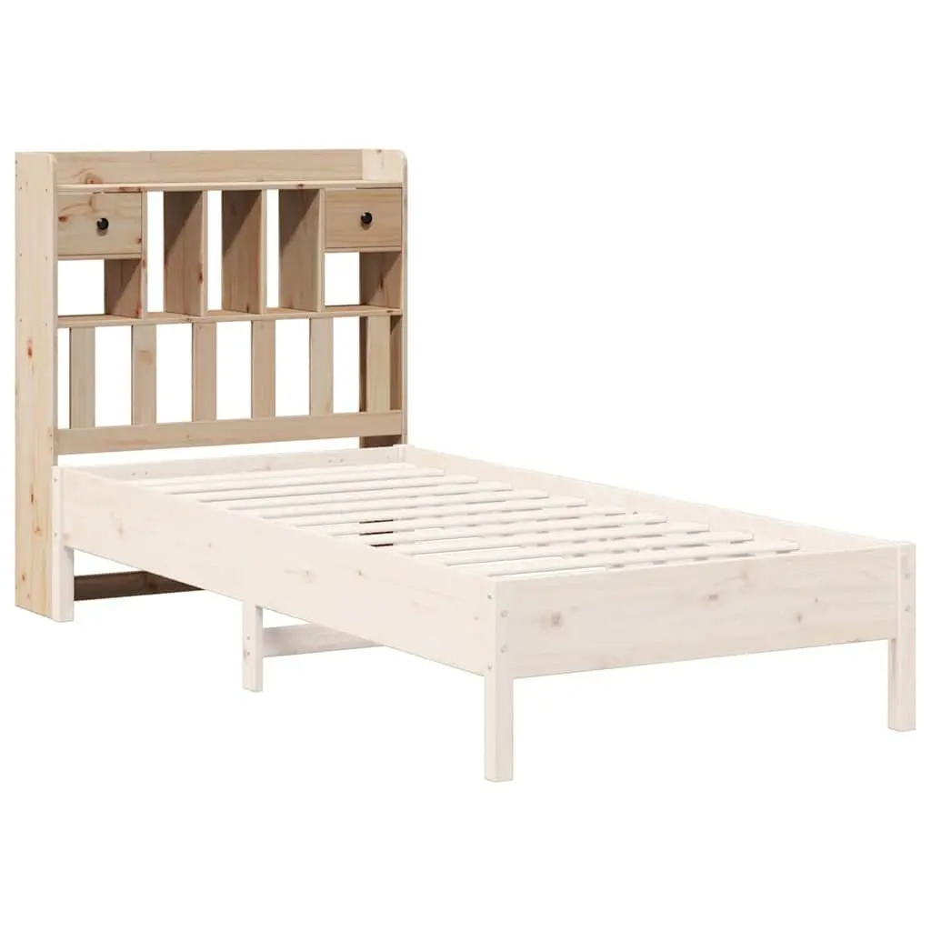 Freestanding Headboard with Storage Solid Pinewood 90cm Brown
