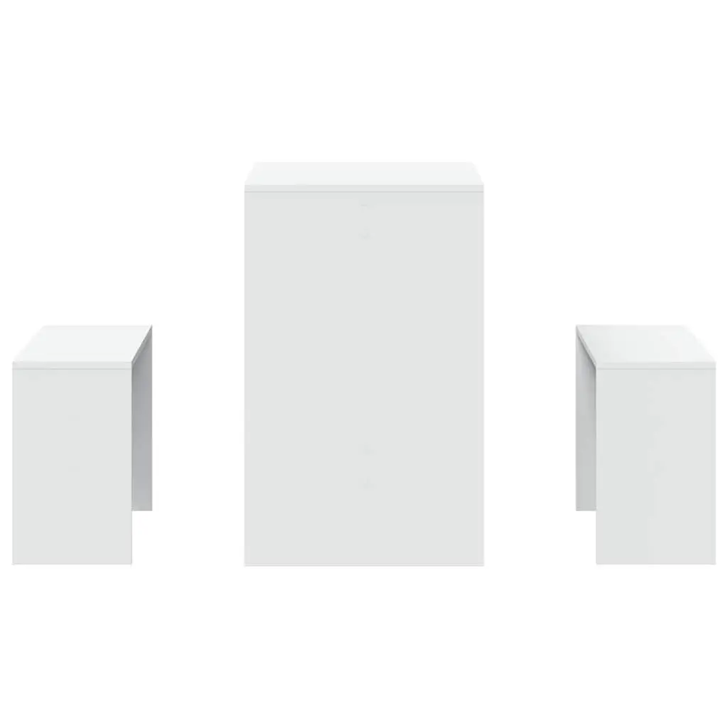Dining Table and Bench Set 3 Piece White Kitchen Furniture Engineered Wood