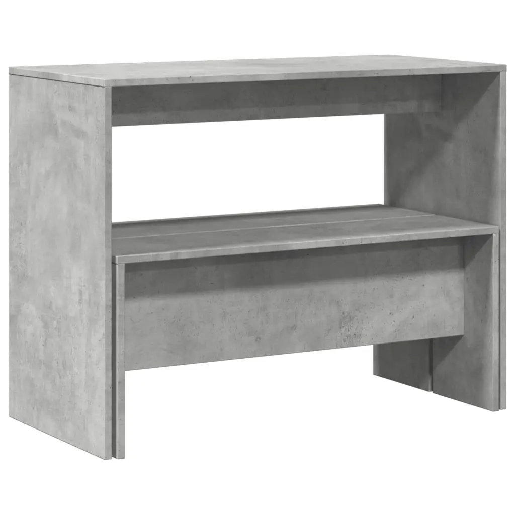 3 Piece Dining Table Bench Set Grey Engineered Wood