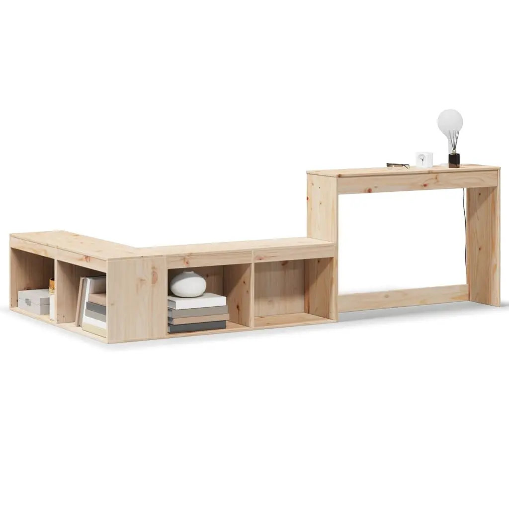 Bedside Cabinet with Desk Solid Pinewood 232x122x75 cm Storage Bedroom Furniture