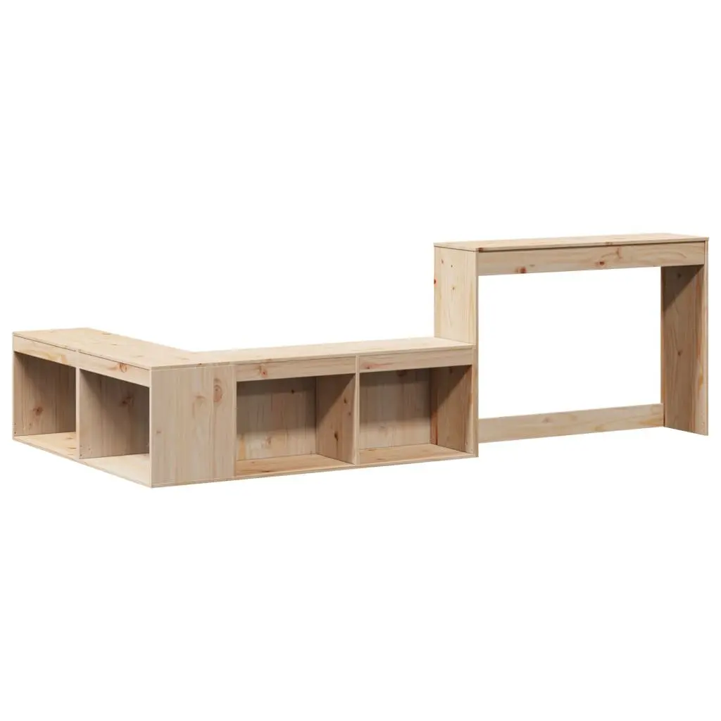 Bedside Cabinet with Desk Solid Pinewood 232x122x75 cm Storage Bedroom Furniture