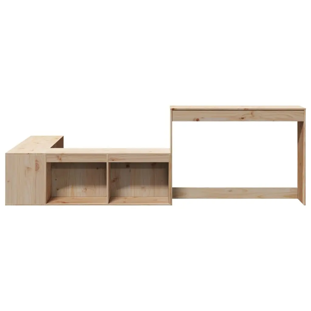 Bedside Cabinet with Desk Solid Pinewood 232x122x75 cm Storage Bedroom Furniture