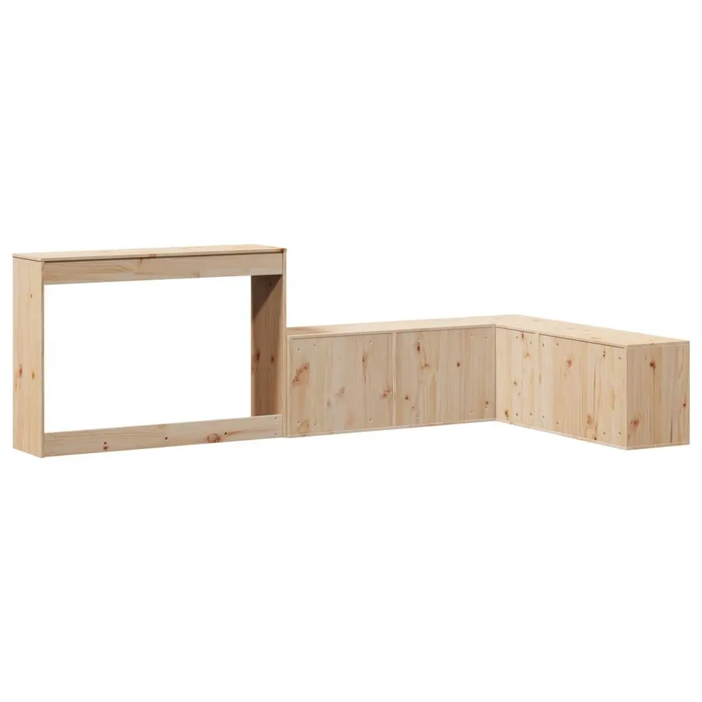 Bedside Cabinet with Desk Solid Pinewood 232x122x75 cm Storage Bedroom Furniture