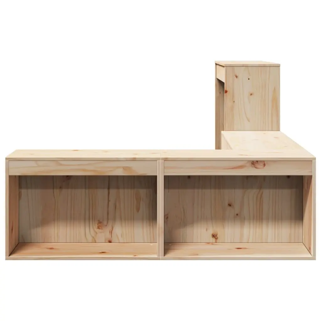 Bedside Cabinet with Desk Solid Pinewood 232x122x75 cm Storage Bedroom Furniture
