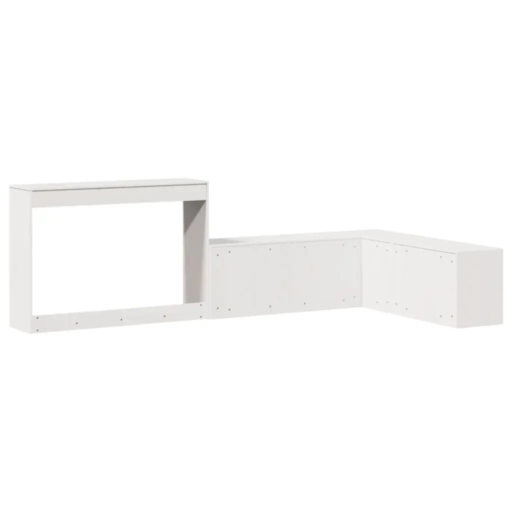 Bedside Cabinet with Desk L-Shaped White Solid Pinewood Storage Furniture