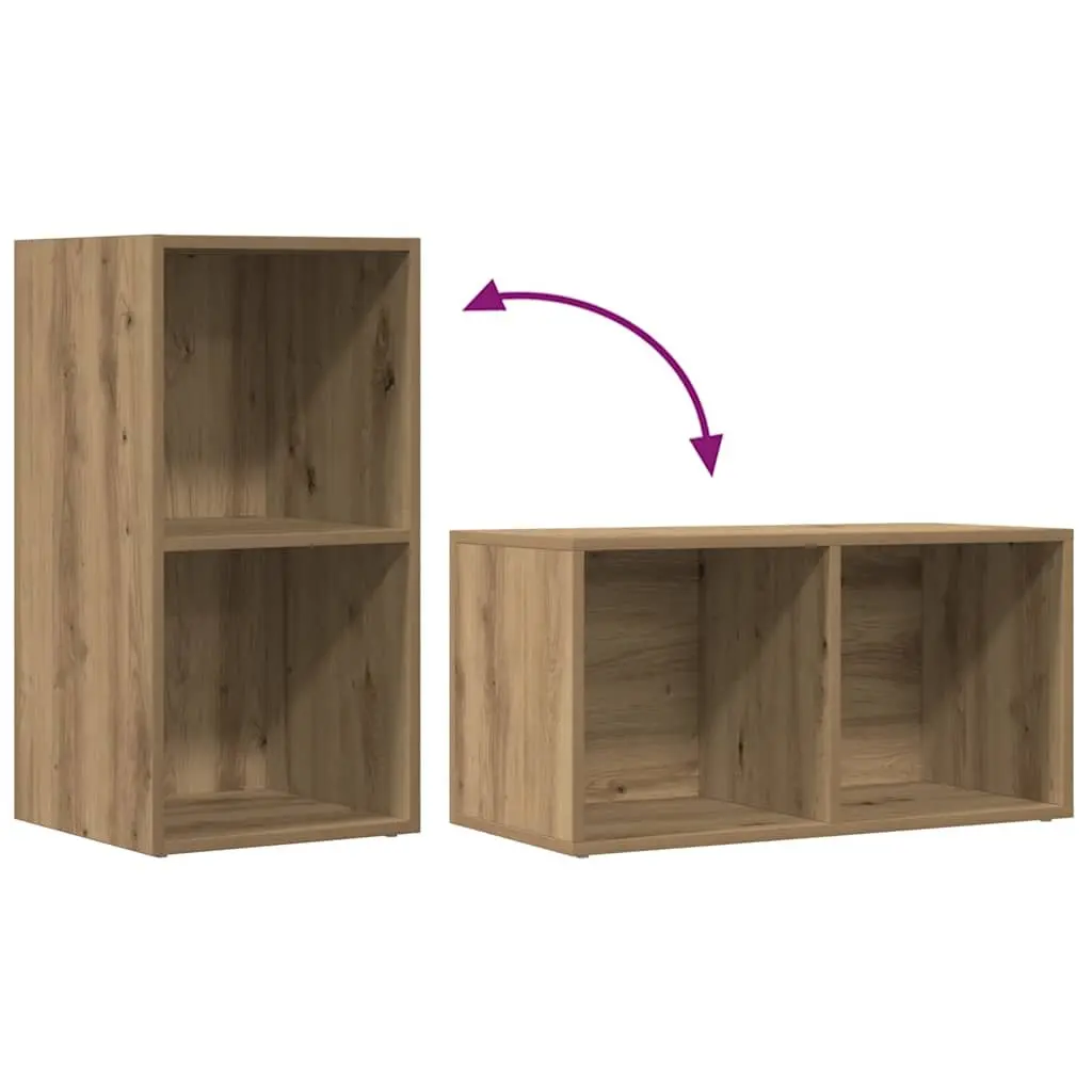 LP Storage Box Engineered Wood Record Cabinet Brown Media Organiser 69.5x34x36cm