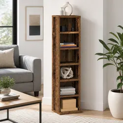 CD Cabinet Storage Media Rack Brown Engineered Wood 21x20x88cm Home Furniture