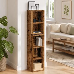 CD Storage Cabinet 2 Piece Set Brown Engineered Wood Media Rack Shelving Unit