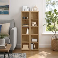 CD Storage Cabinet 5 Compartment Media Rack Engineered Wood Brown Bedroom