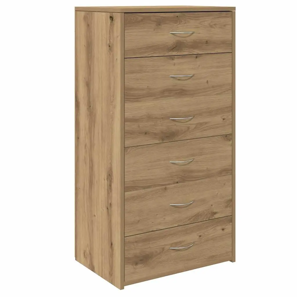 Sideboard 6 Drawers Brown Engineered Wood Storage Cabinet