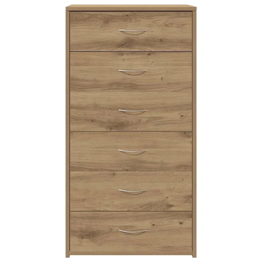 Sideboard 6 Drawers Brown Engineered Wood Storage Cabinet