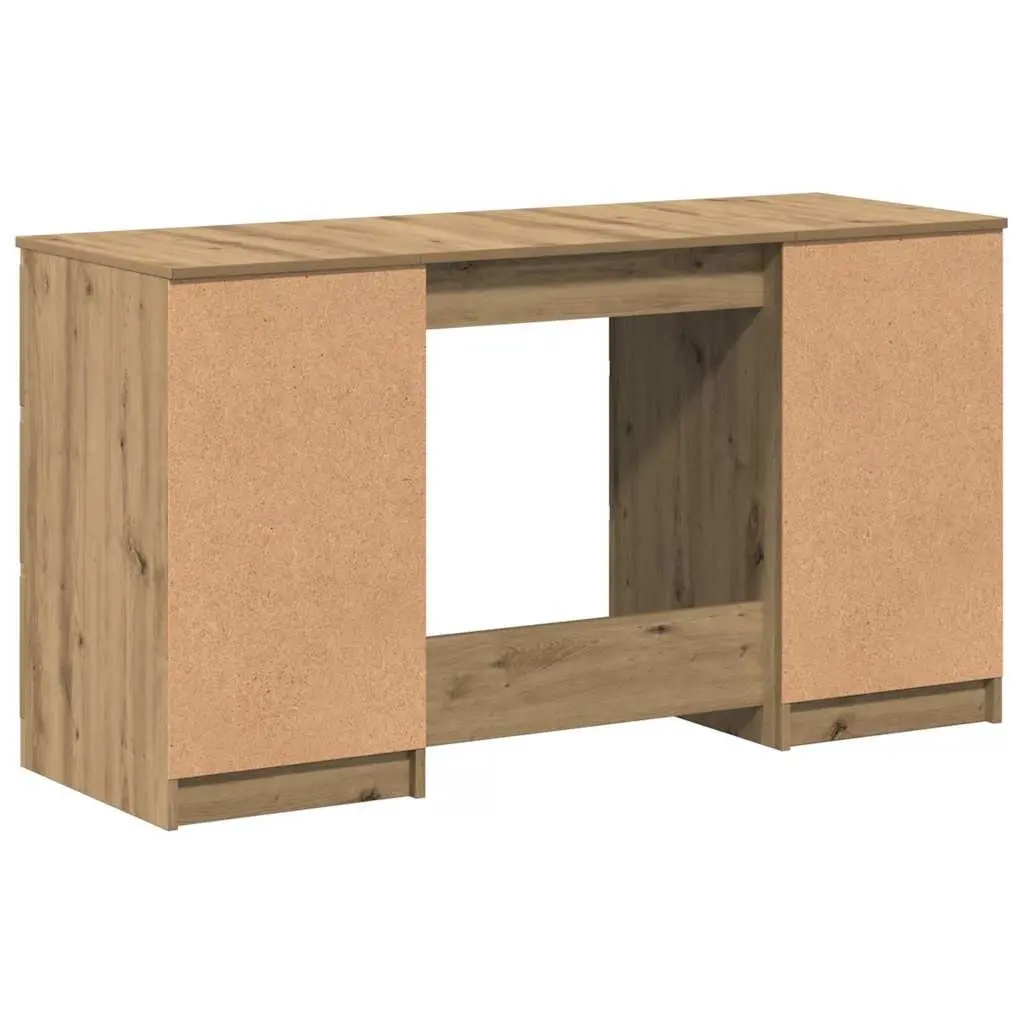 Writing Desk Brown Engineered Wood 140 x 50 x 77 cm with 6 Drawers