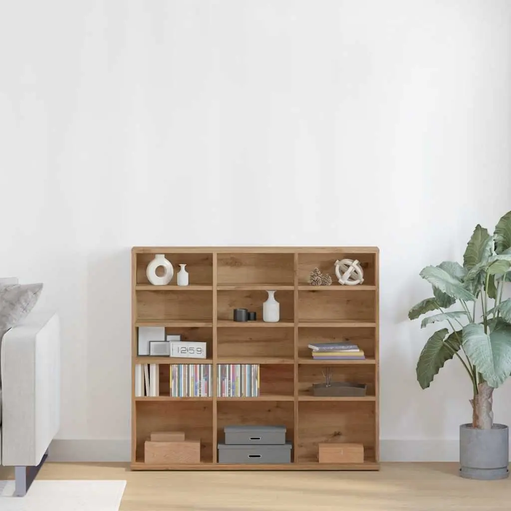 CD Cabinet Media Storage Engineered Wood Open Compartment Brown 100x23x89.5 cm