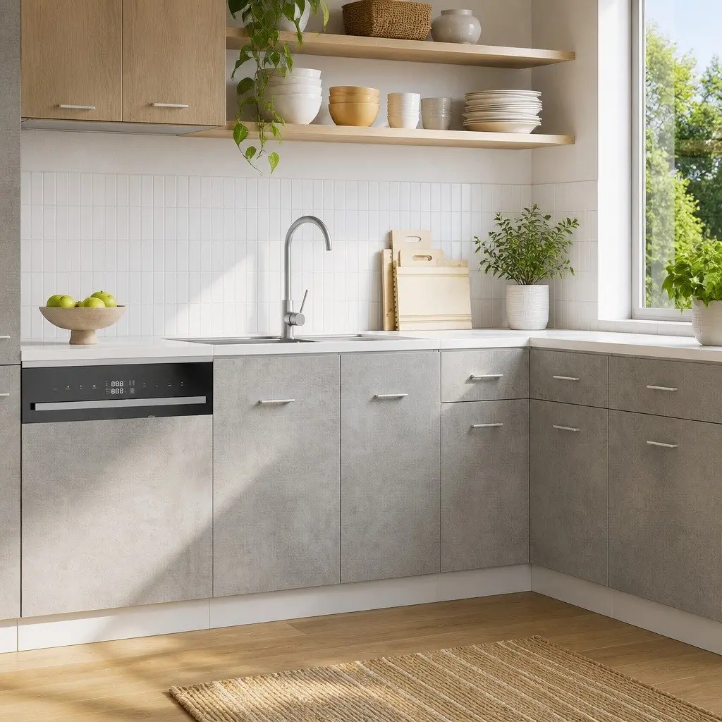 Kitchen Cabinet Two Door Grey Engineered Wood Sink Base Storage 80x46x81.5cm