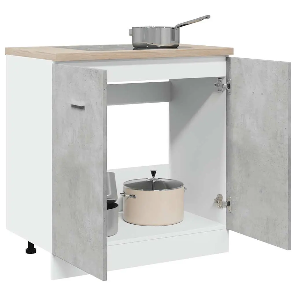 Kitchen Cabinet Two Door Grey Engineered Wood Sink Base Storage 80x46x81.5cm