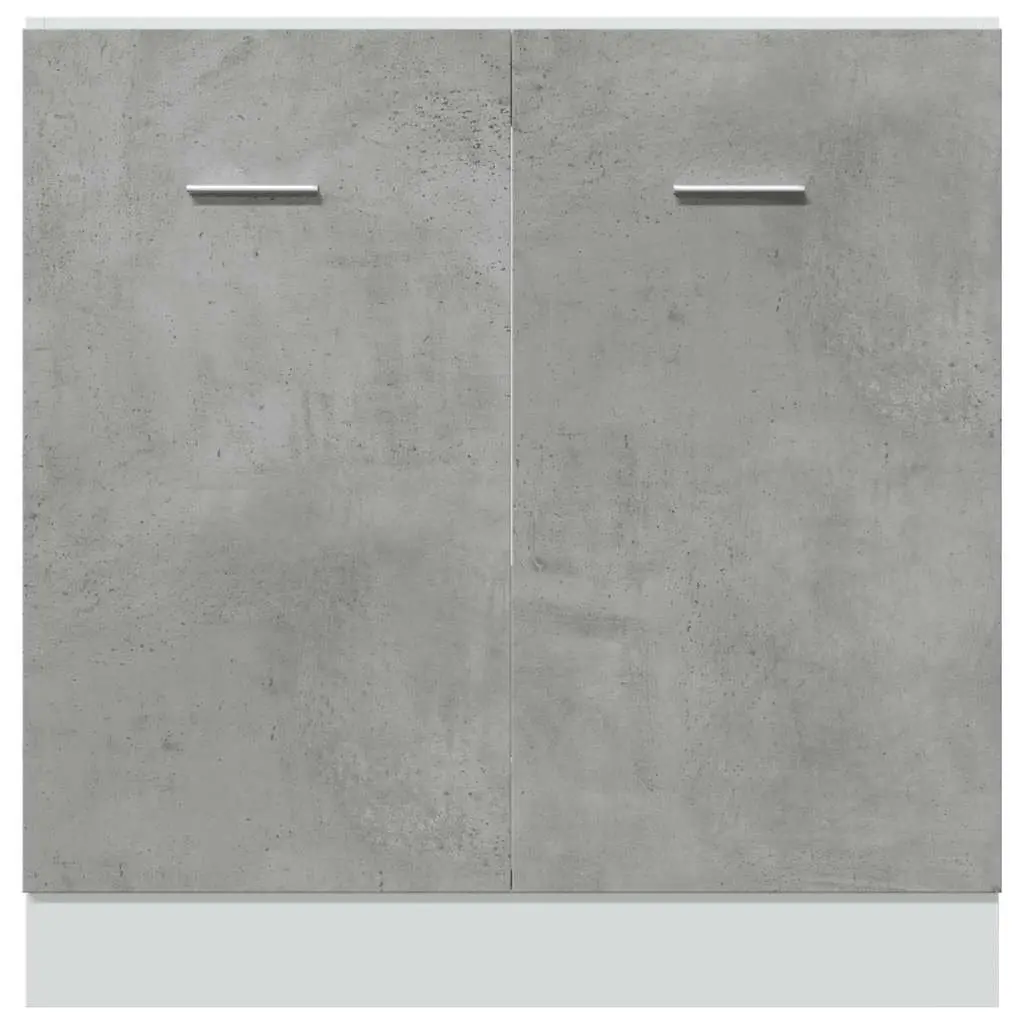 Kitchen Cabinet Two Door Grey Engineered Wood Sink Base Storage 80x46x81.5cm