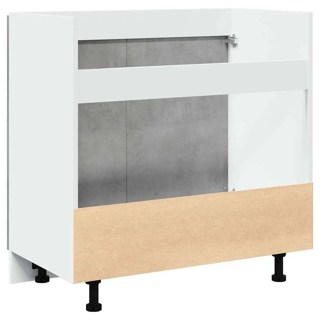 Kitchen Cabinet Two Door Grey Engineered Wood Sink Base Storage 80x46x81.5cm