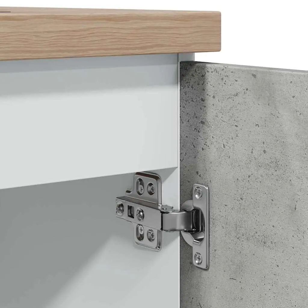 Kitchen Cabinet Two Door Grey Engineered Wood Sink Base Storage 80x46x81.5cm