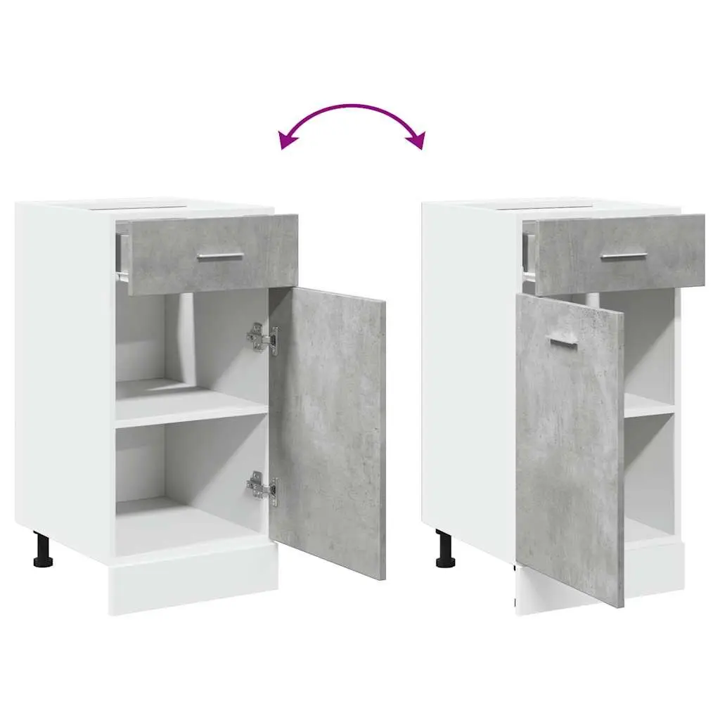 Kitchen Cabinet Grey Drawer Bottom Storage Unit 1 Drawer 2 Compartments 40 x 46 x 81.5 cm