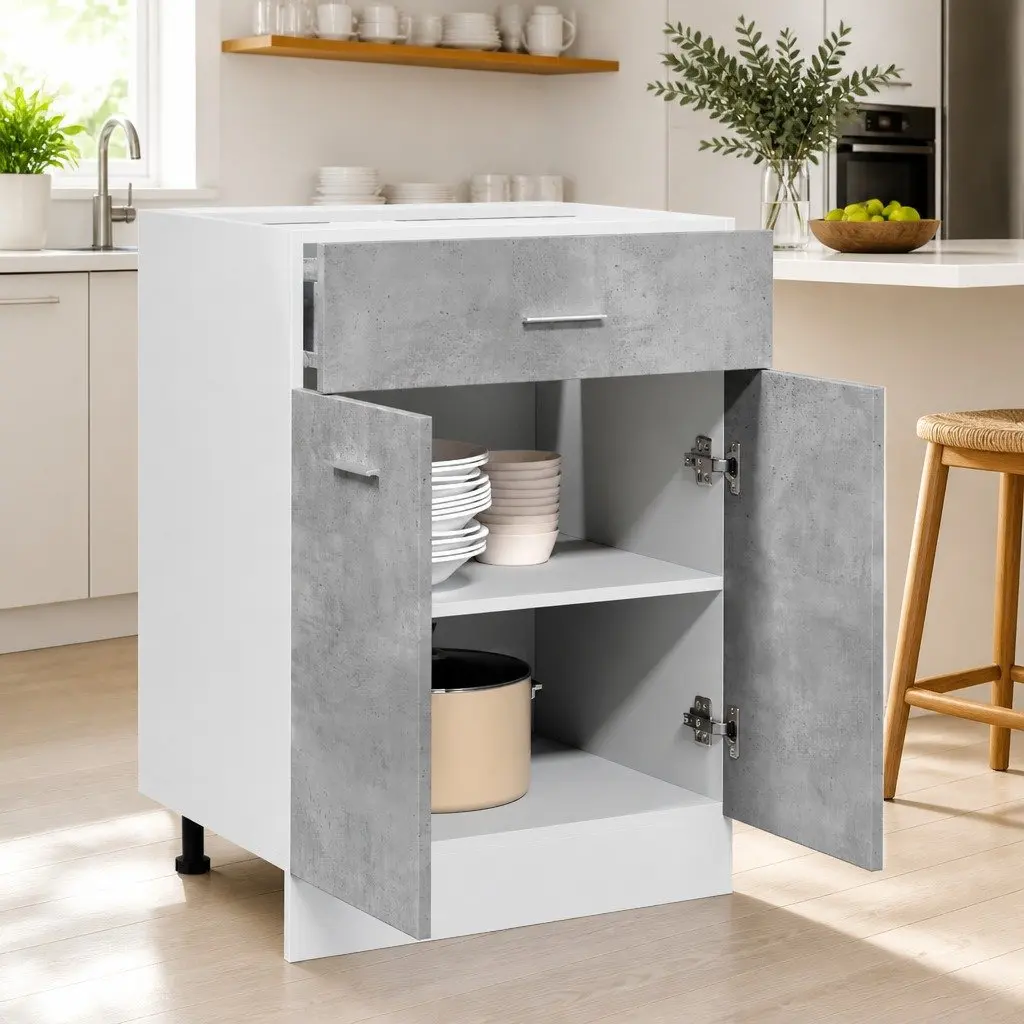 Grey Drawer Bottom Cabinet for Easy Organization