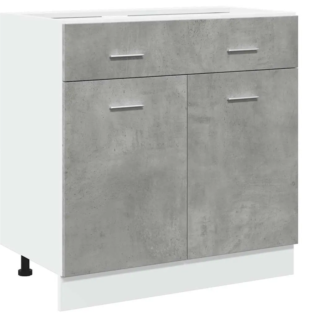 Drawer Bottom Cabinet Grey Kitchen Storage Unit 1 Drawer 2 Compartments 80W x 46D x 81.5H cm