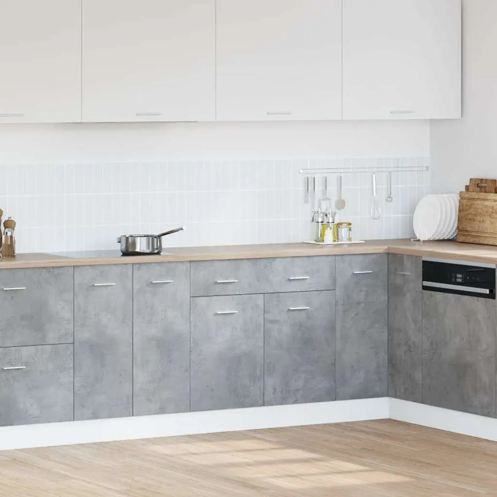 Drawer Bottom Cabinet Grey Kitchen Storage Unit 1 Drawer 2 Compartments 80W x 46D x 81.5H cm