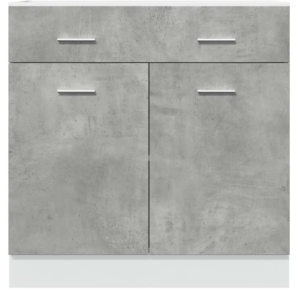 Drawer Bottom Cabinet Grey Kitchen Storage Unit 1 Drawer 2 Compartments 80W x 46D x 81.5H cm