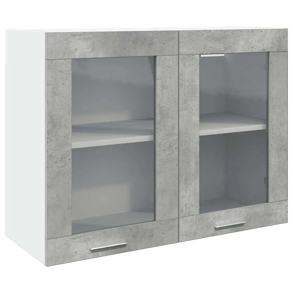 Hanging Glass Kitchen Cabinet Wall-Mounted Storage Grey Cupboard Organizer