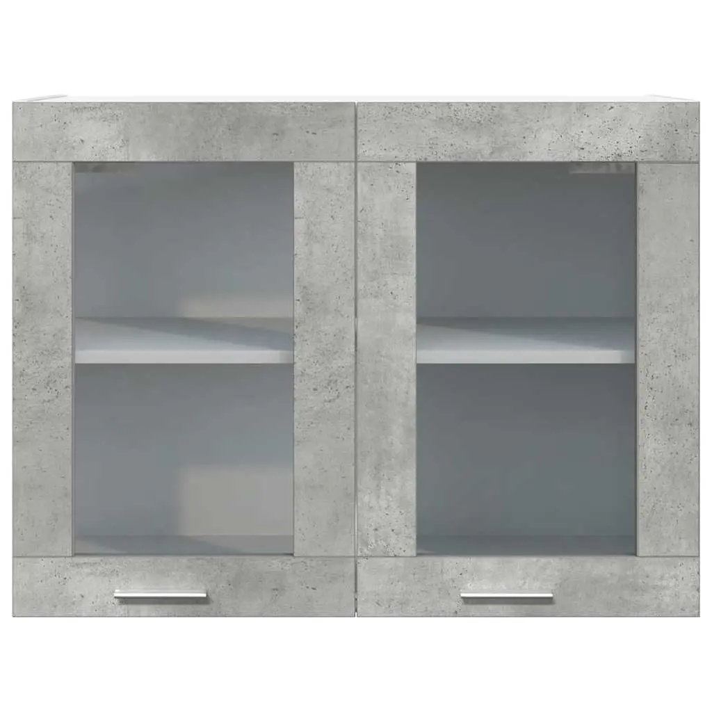 Hanging Glass Kitchen Cabinet Wall-Mounted Storage Grey Cupboard Organizer