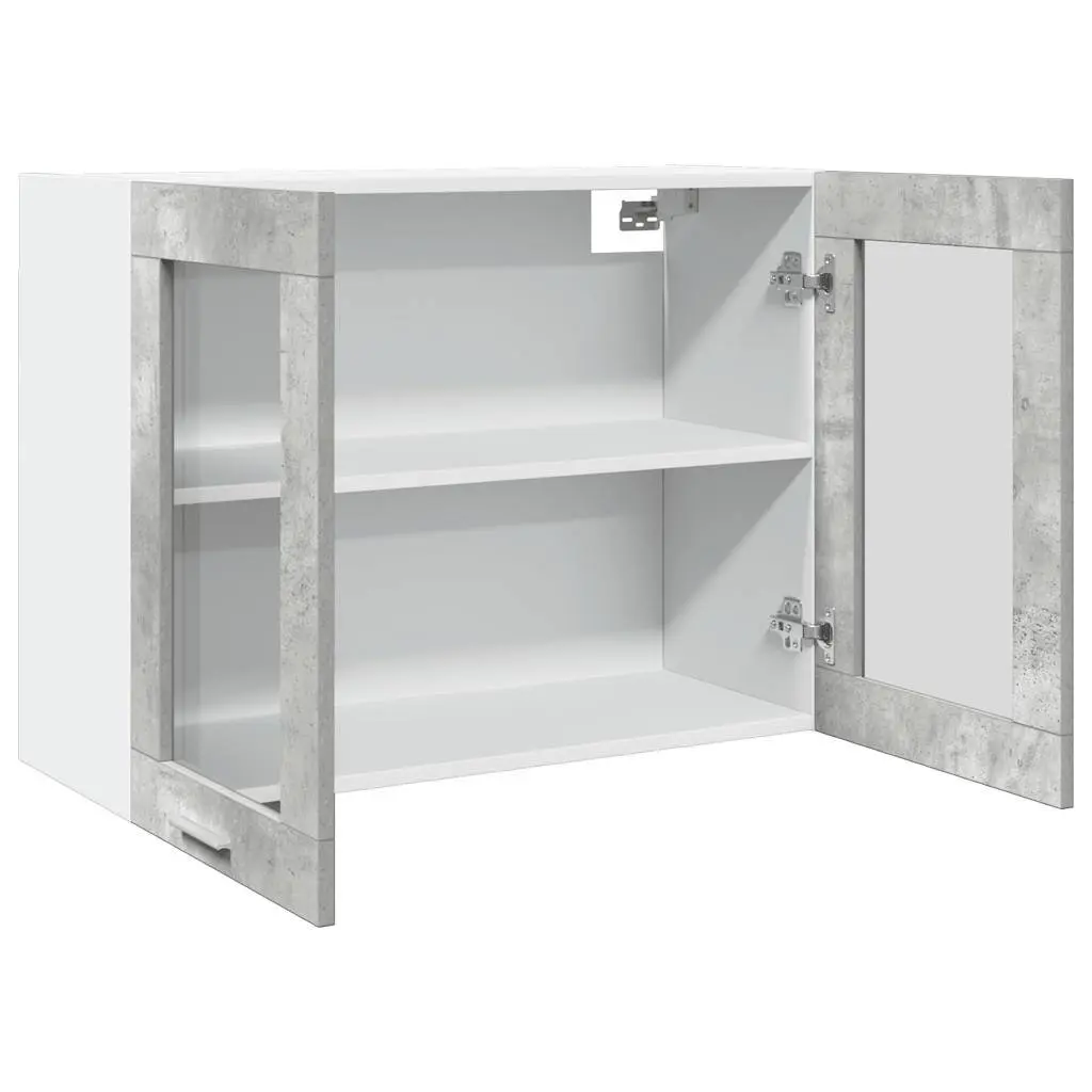 Hanging Glass Kitchen Cabinet Wall-Mounted Storage Grey Cupboard Organizer
