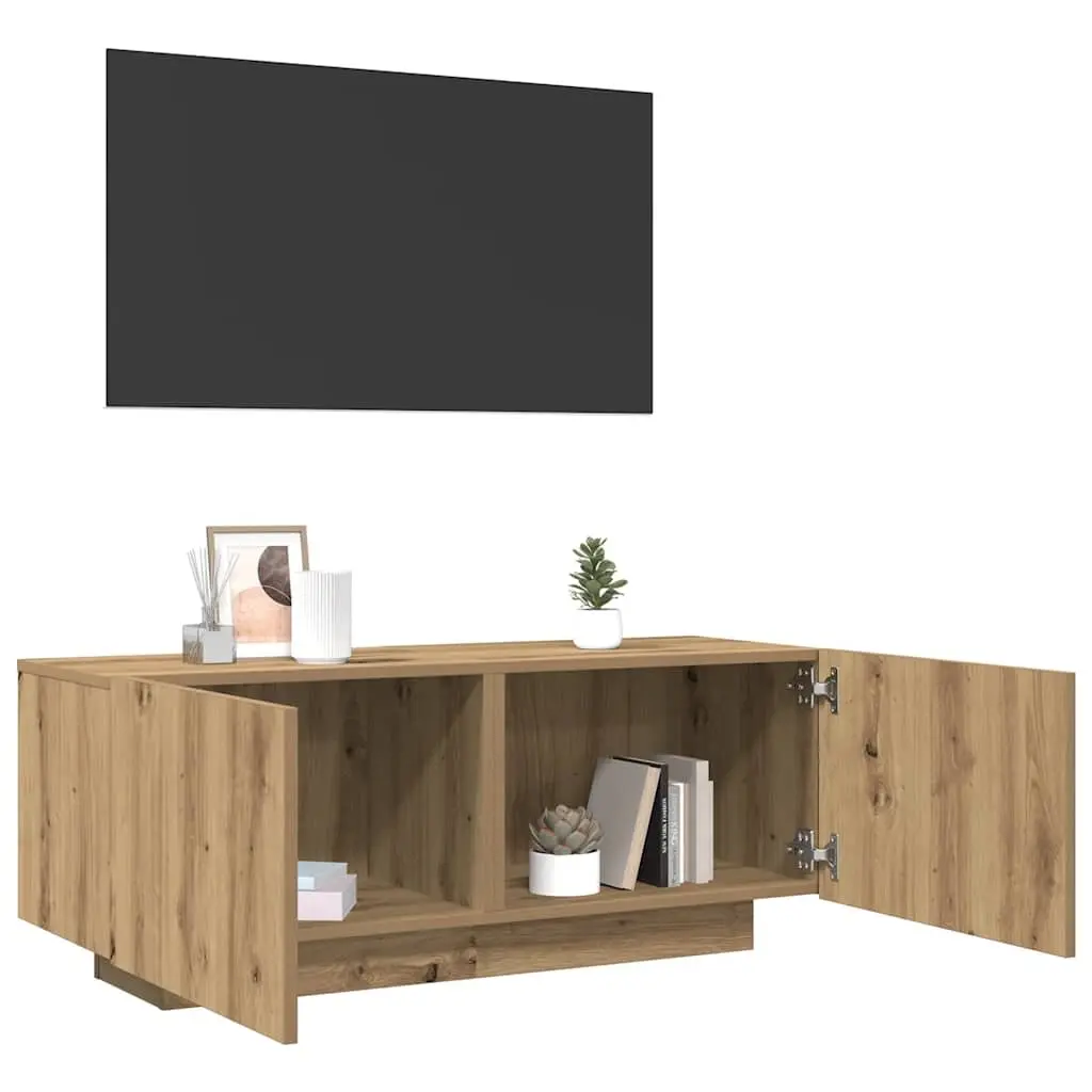 Brown TV Cabinet with Organized Compartments