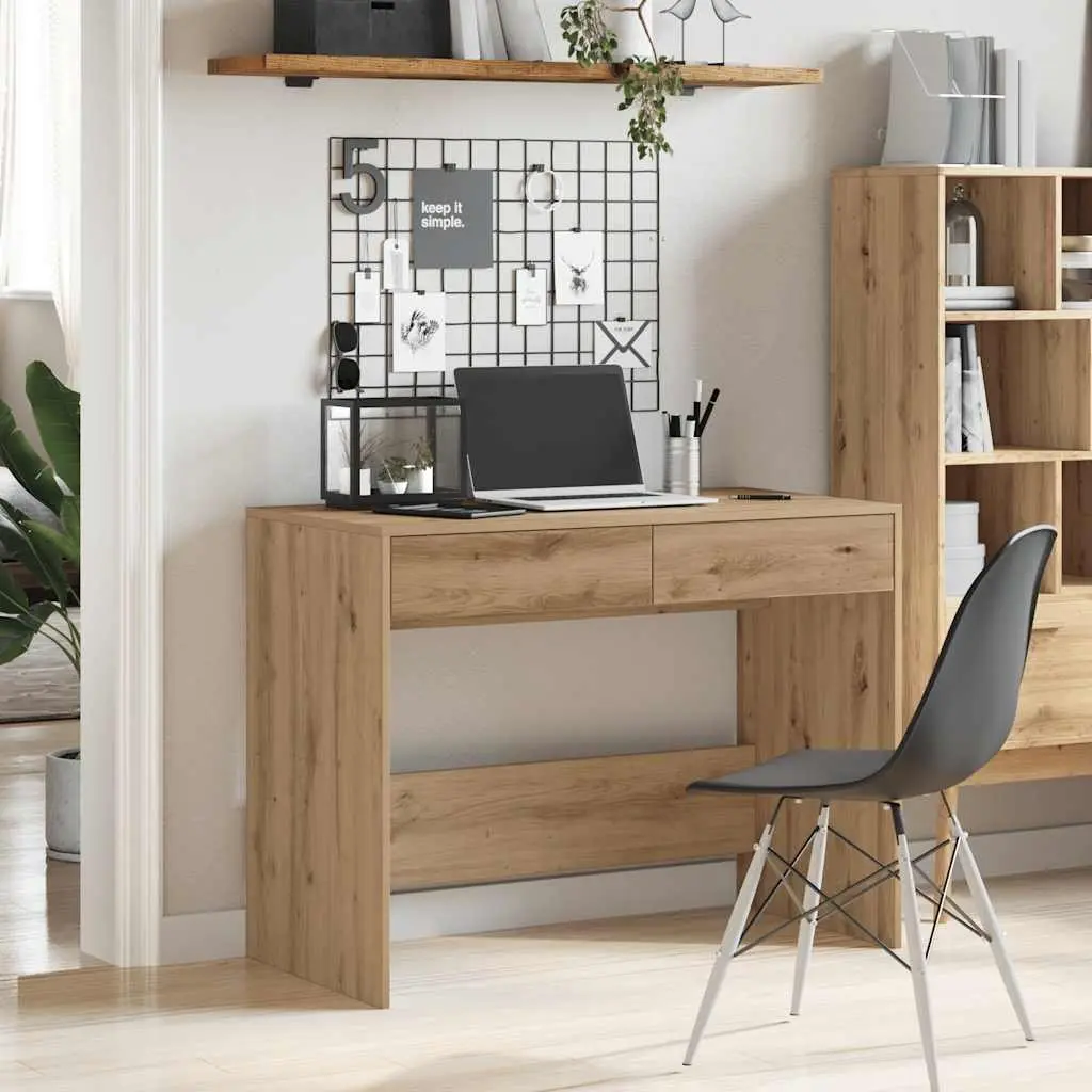 Office Desk Brown Engineered Wood 2 Drawer 101x50x76.5cm