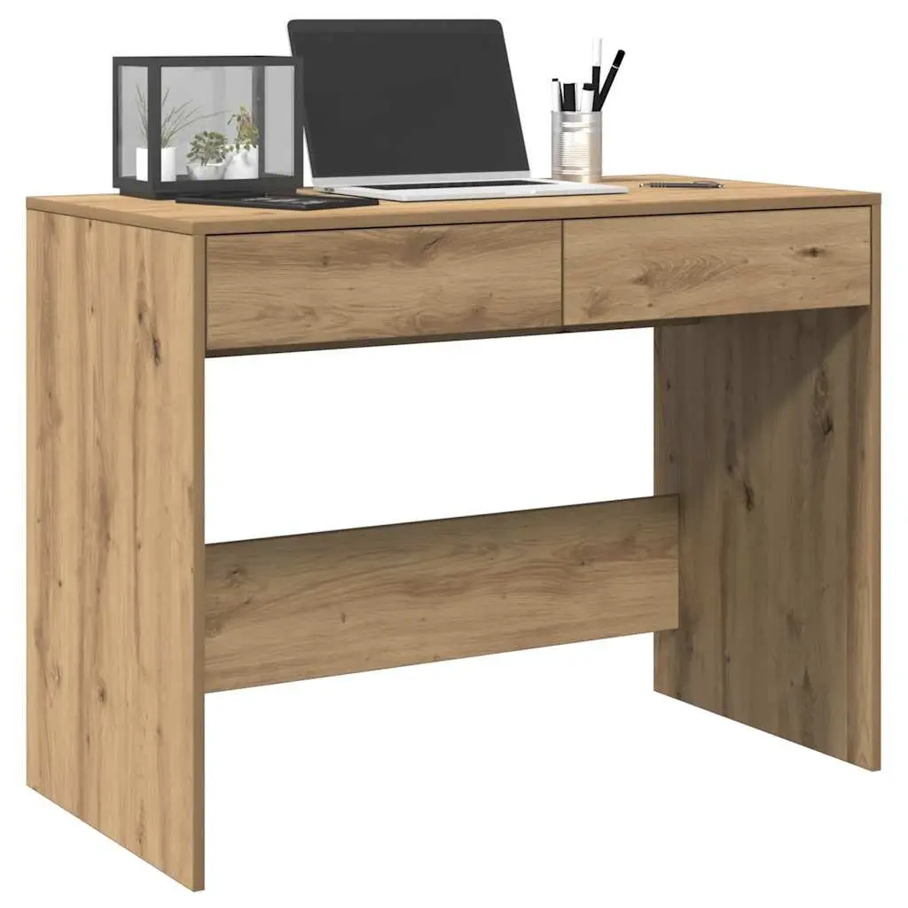 Office Desk Brown Engineered Wood 2 Drawer 101x50x76.5cm