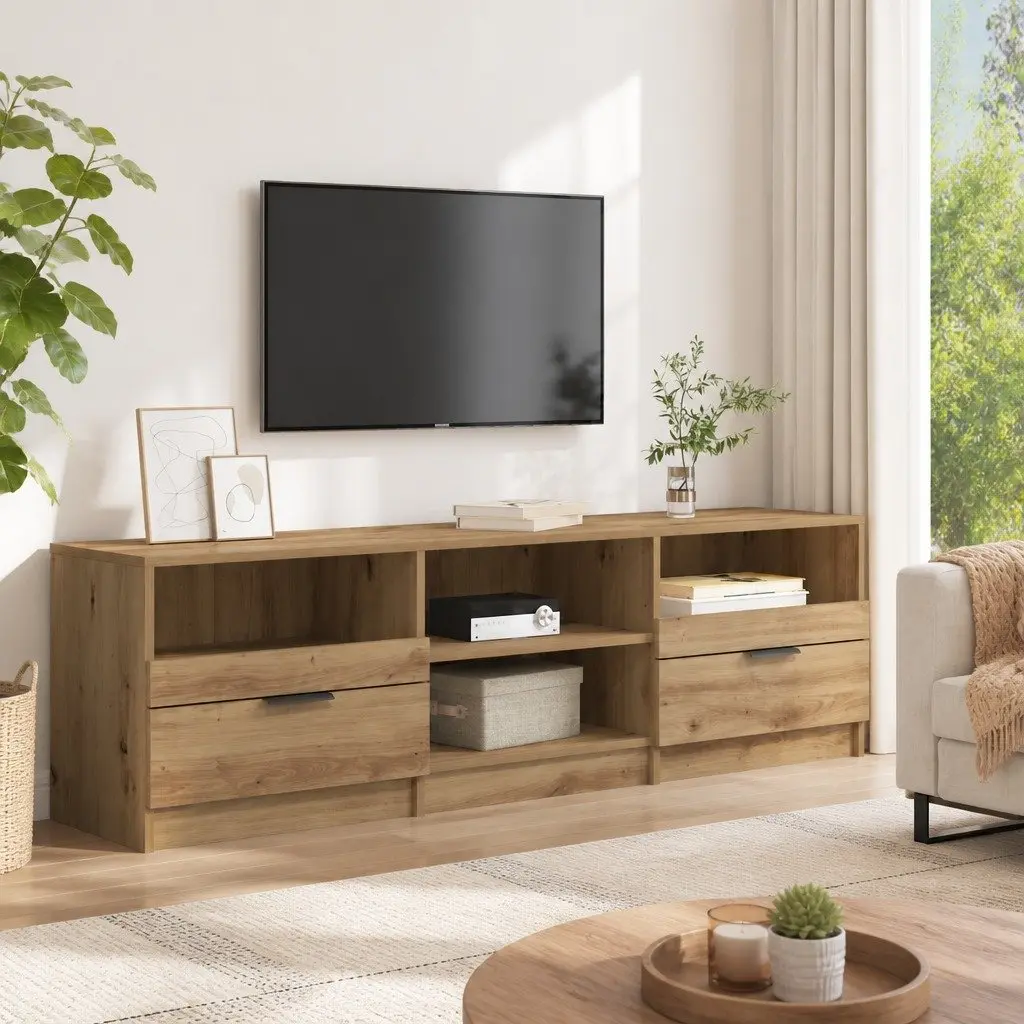 TV Cabinet Engineered Wood Brown Storage Unit 150 x 33.5 x 45 cm