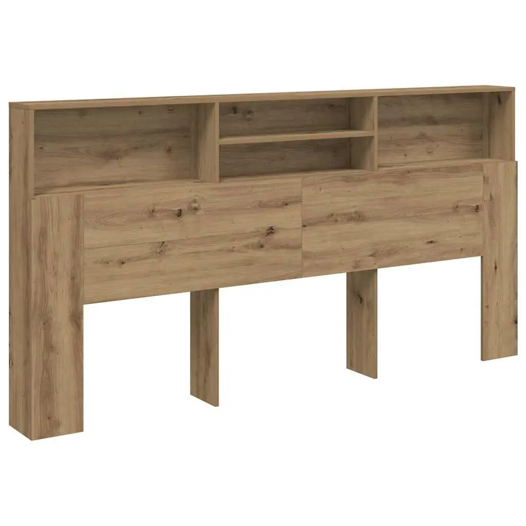 Headboard Cabinet Brown Engineered Wood Bedroom Storage Organiser 200x19x103.5cm