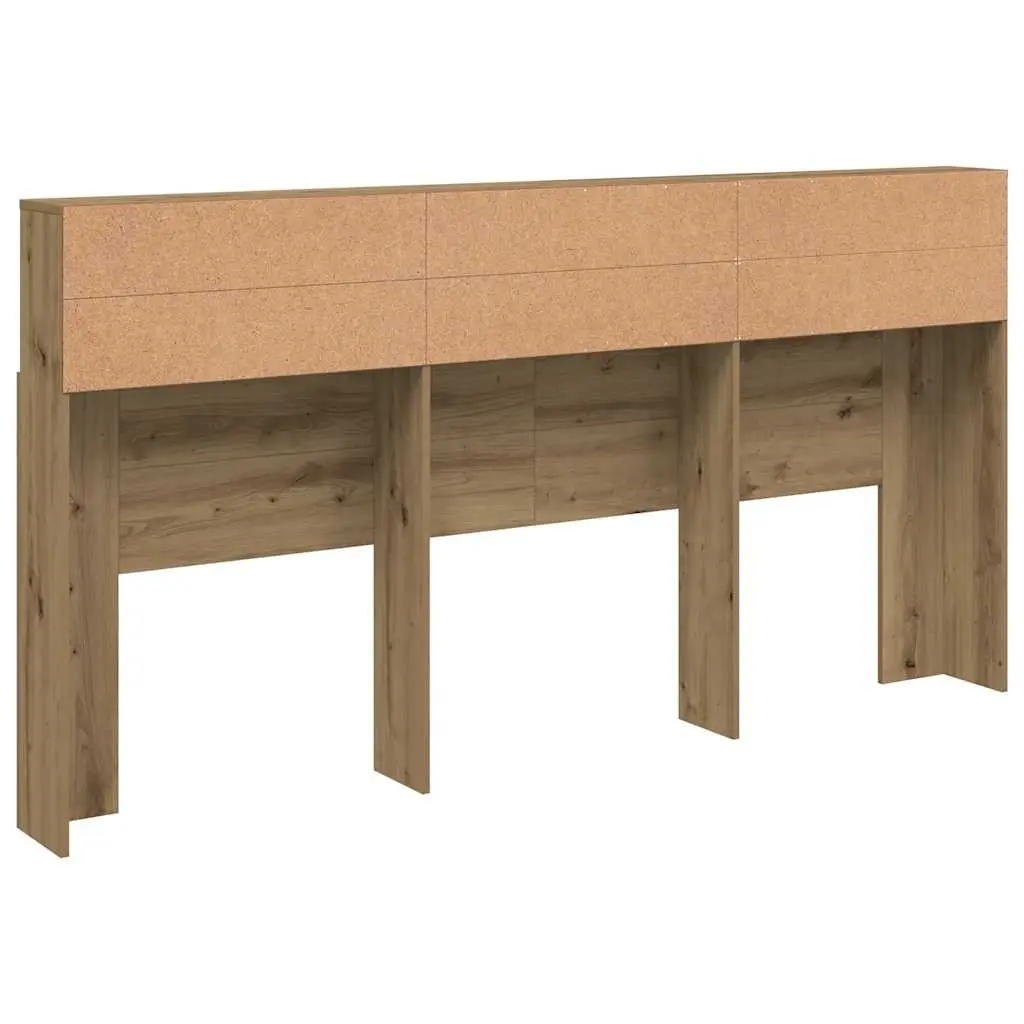 Headboard Cabinet Brown Engineered Wood Bedroom Storage Organiser 200x19x103.5cm