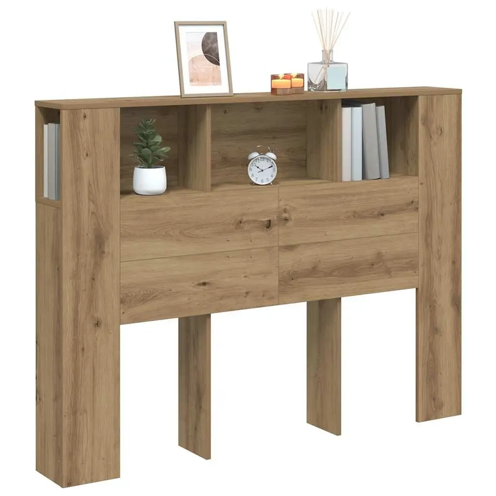 Headboard Cabinet with Storage Compartments Brown Engineered Wood