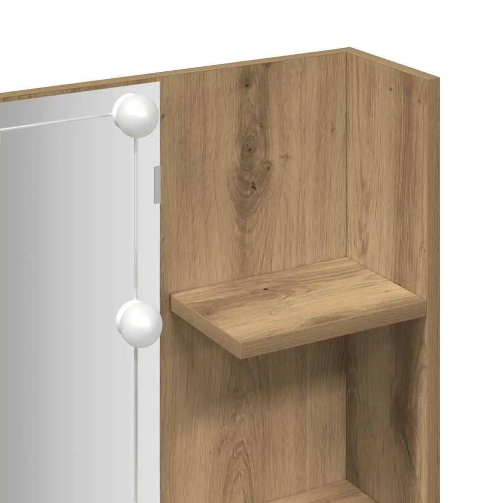 Dressing Table with RGB LED Lights Open Shelves Drawer Storage 60 x 40 x 140 cm