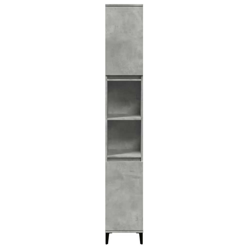 Bathroom Cabinet Concrete Grey 30x30x190cm Tall Storage Unit 4 Doors 2 Shelves
