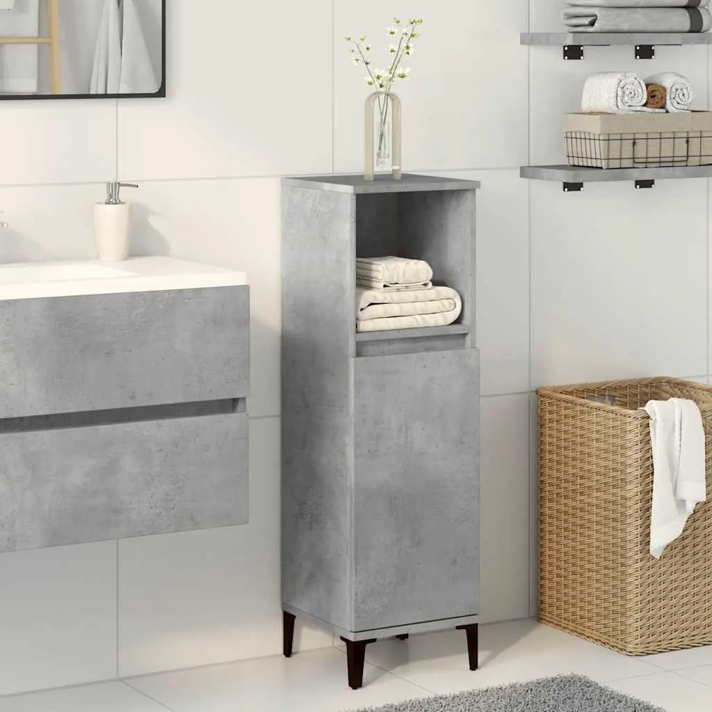 Bathroom Vanity Cabinet Grey Storage Unit Engineered Wood 30x30x100 cm
