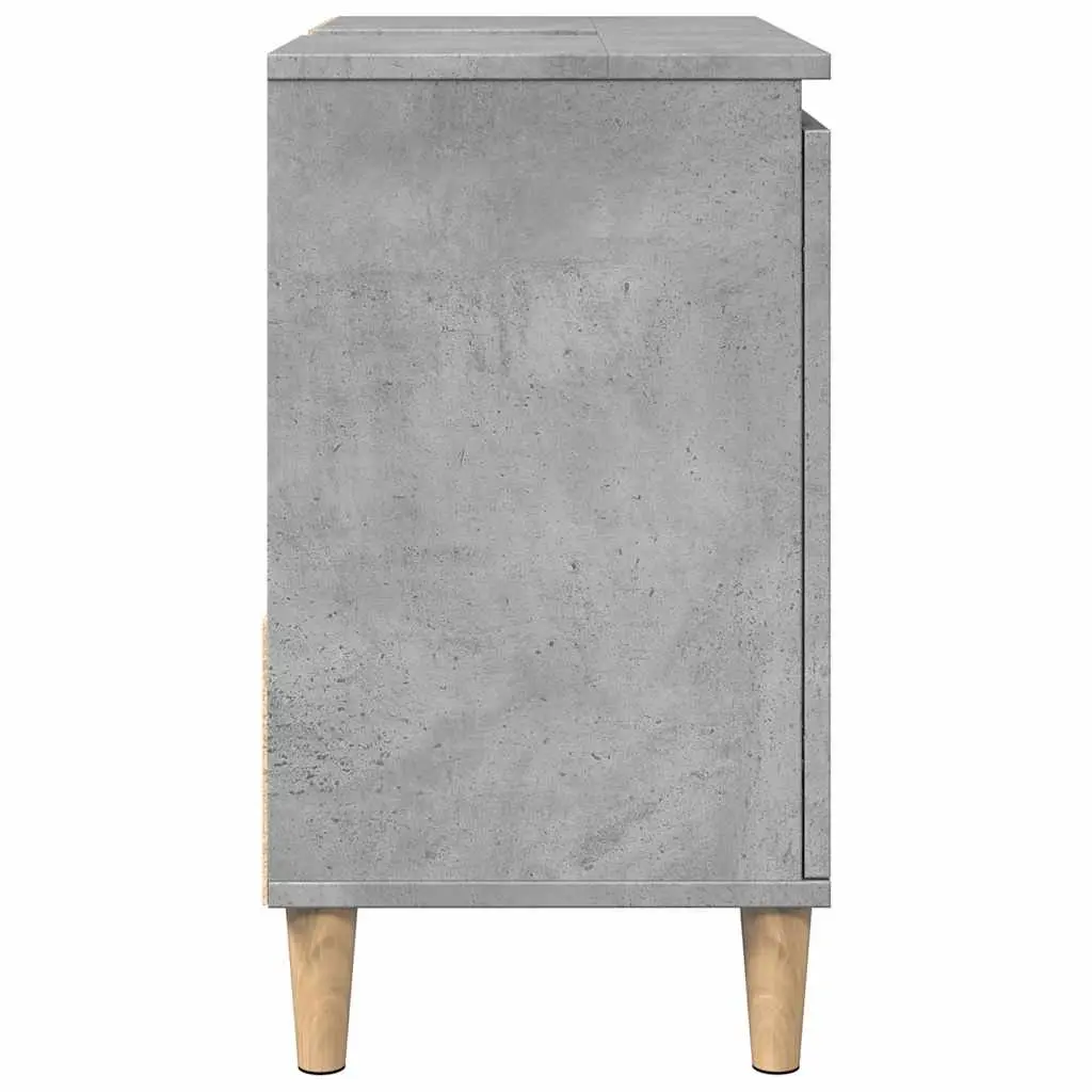 Bathroom Vanity Unit Grey Engineered Wood Sink Cabinet with Storage Drawers and Compartment