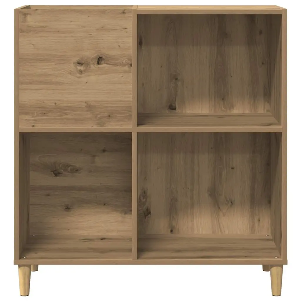 Record Cabinet Brown Engineered Wood Storage Vinyl LP Display Organizer