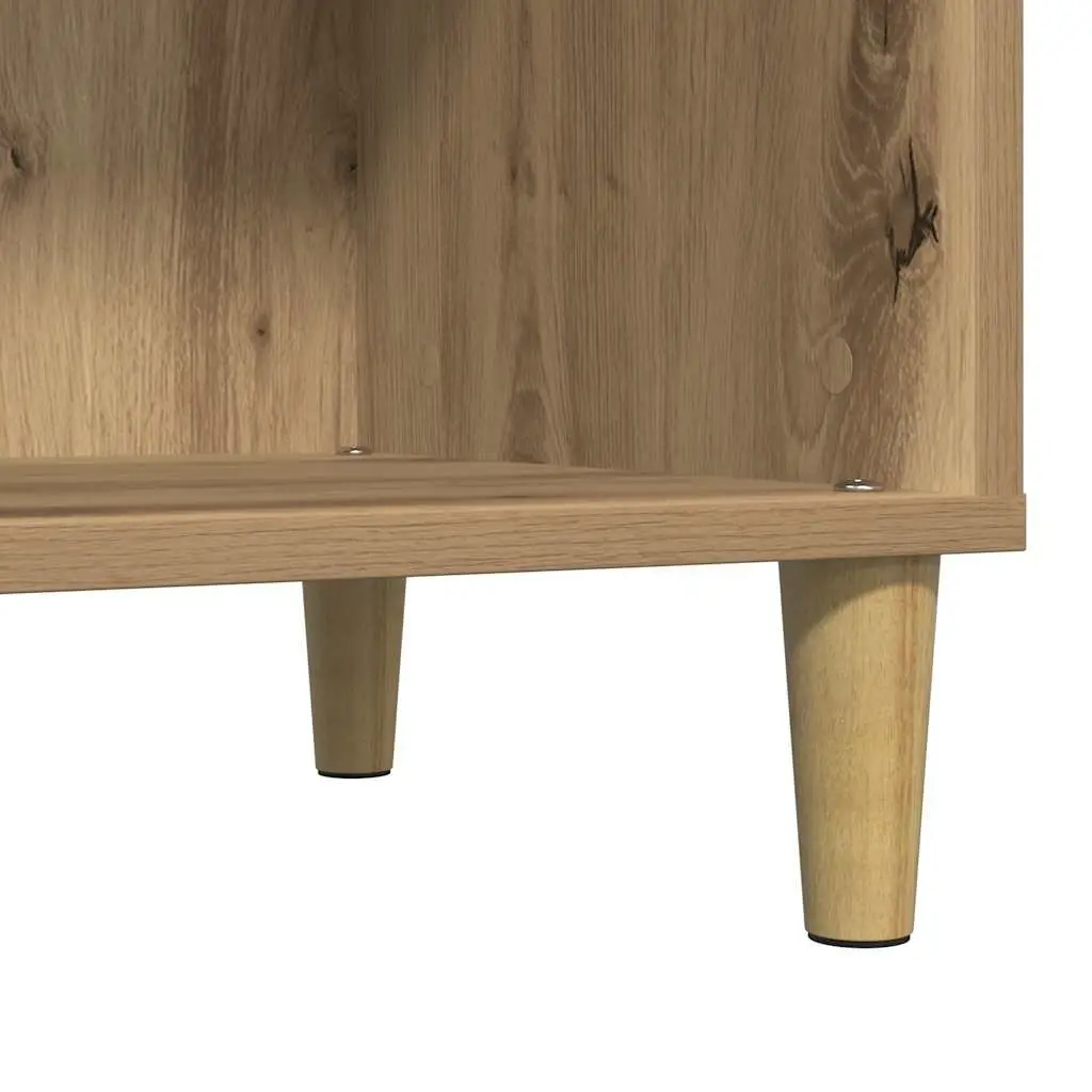 Record Cabinet Brown Engineered Wood Storage Vinyl LP Display Organizer