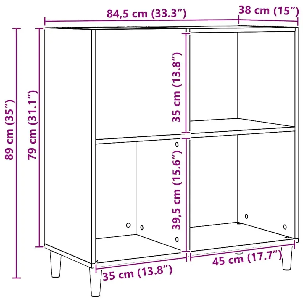 Record Cabinet Brown Engineered Wood Storage Vinyl LP Display Organizer
