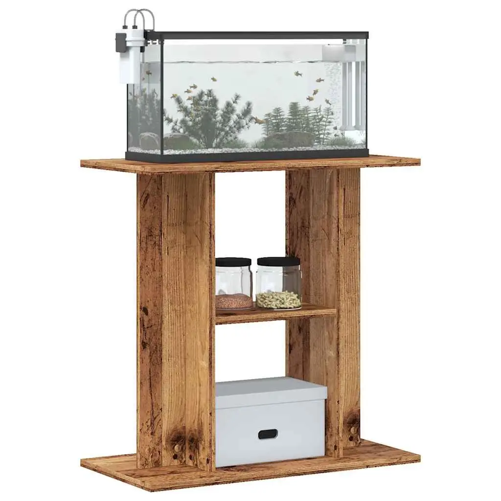 Aquarium Stand 60x30x60 cm Fish Tank Cabinet 3 Tier Storage Old Wood Look