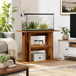Aquarium Stand 3 Tier Fish Tank Cabinet Storage Display Brown Wood Furniture