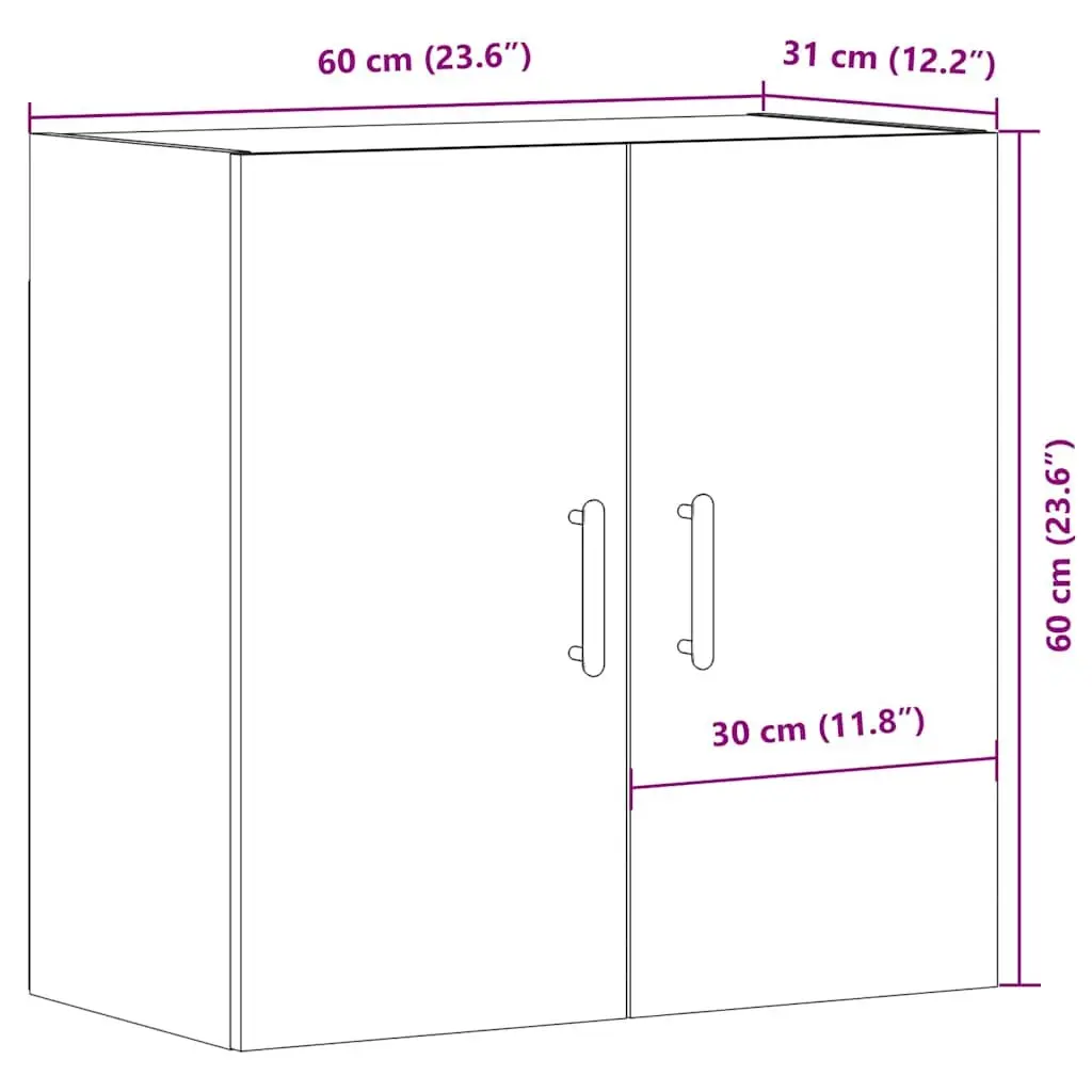 Wall Cabinet Storage Floating Engineered Wood Brown Organiser 60x31x60 cm