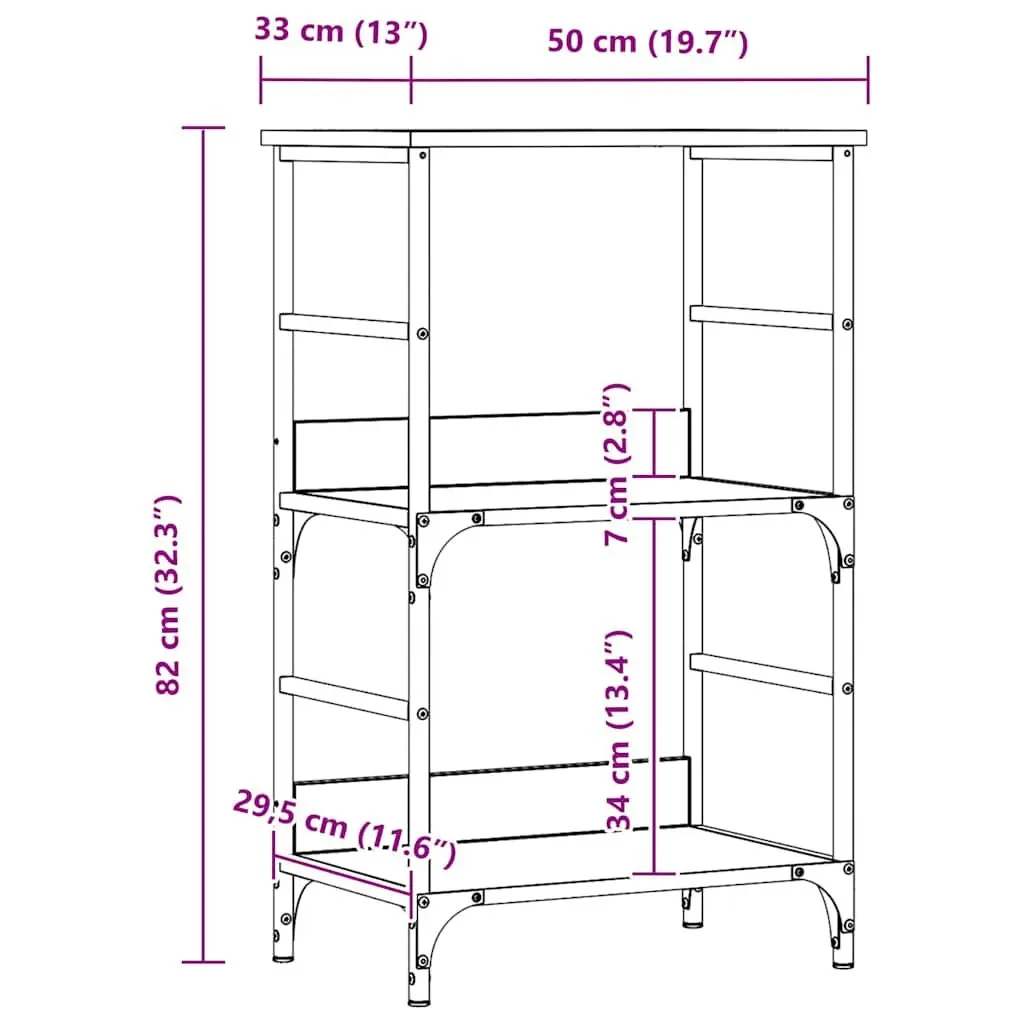 Storage Organizer Book Cabinet Brown 50x33x82cm Engineered Wood
